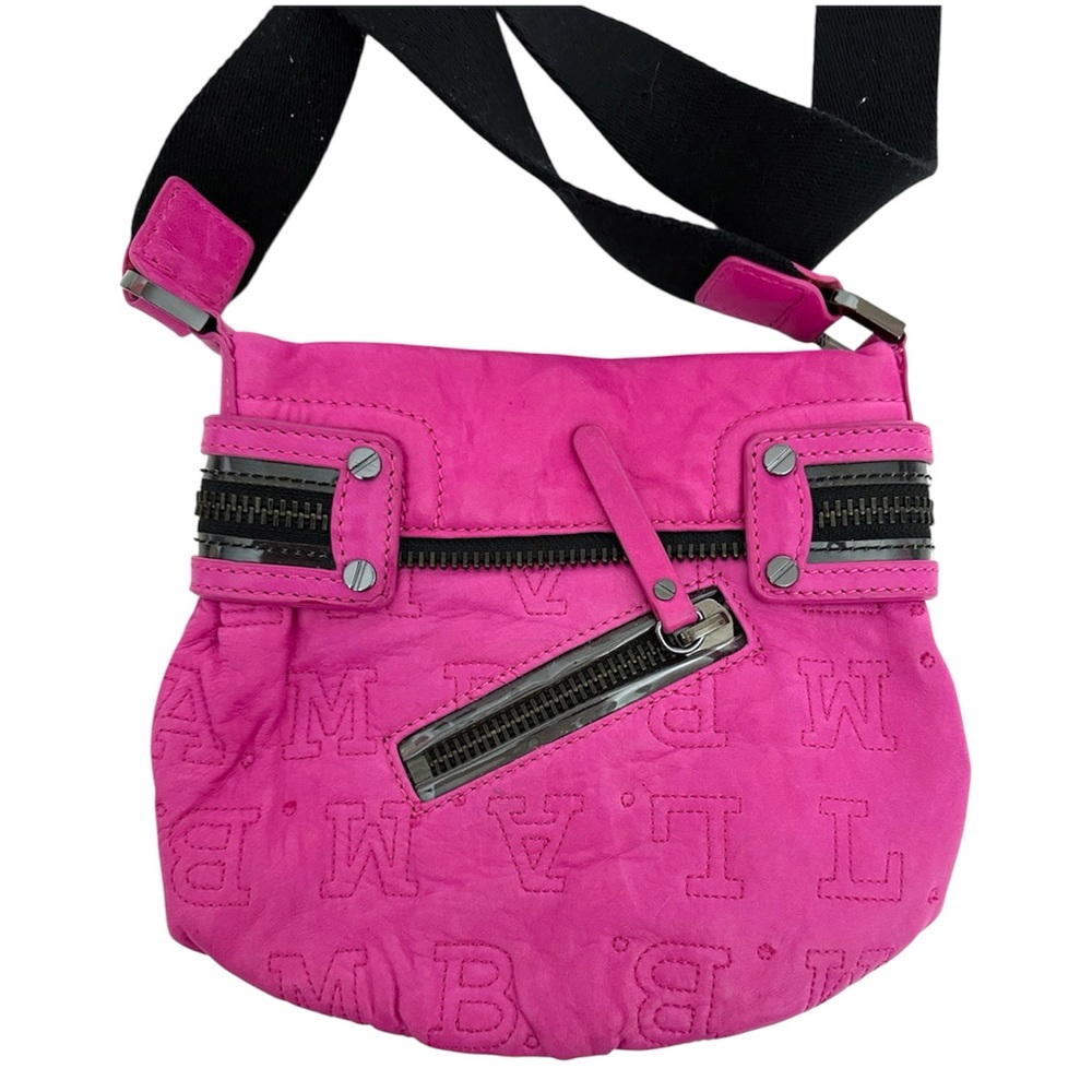 L.A.M.B. Pink Leather Crossbody Mini Bag Zipper Accents Gwen Stefani Y2K Rare
